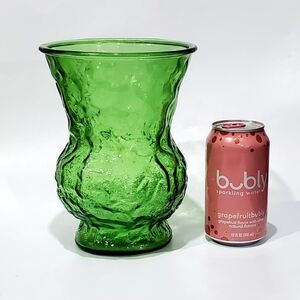 Vntg 8" EO Brody Ohio GreenTextured Glass 6" Diameter Flare Large Vase